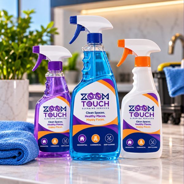 ZoomTouch branded spray bottles and microfibre cloths